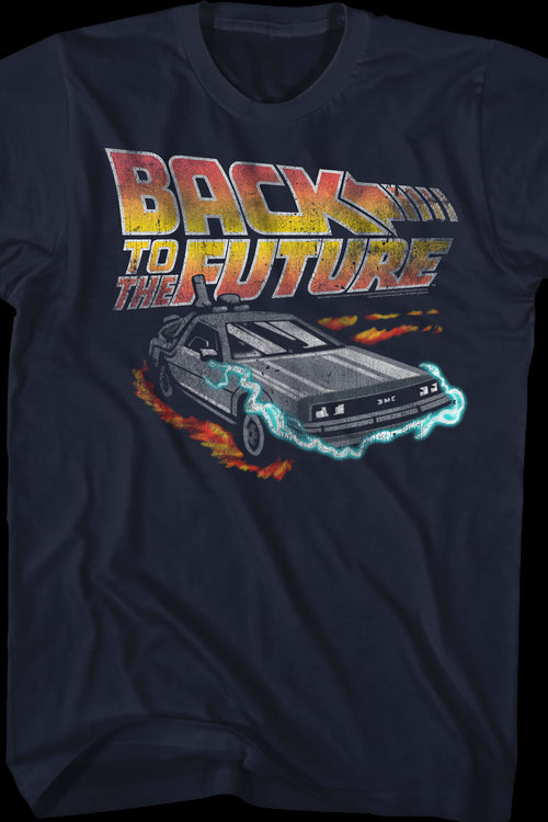 Distressed DeLorean Time Machine Back To The Future T-Shirtmain product image