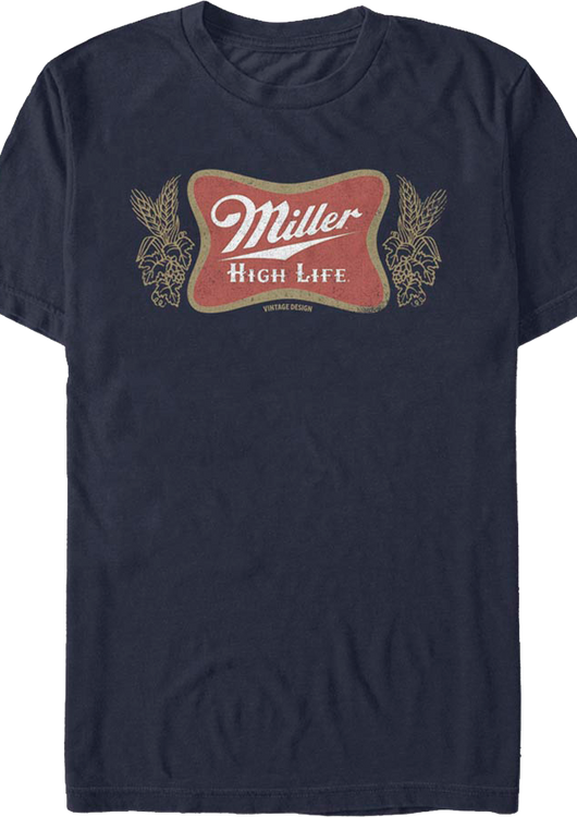 Distressed Navy Logo Miller High Life T-Shirt - main product image