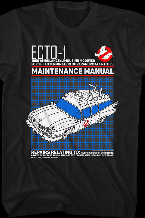 Ecto-1 Maintenance Manual Real Ghostbusters T-Shirtmain product image