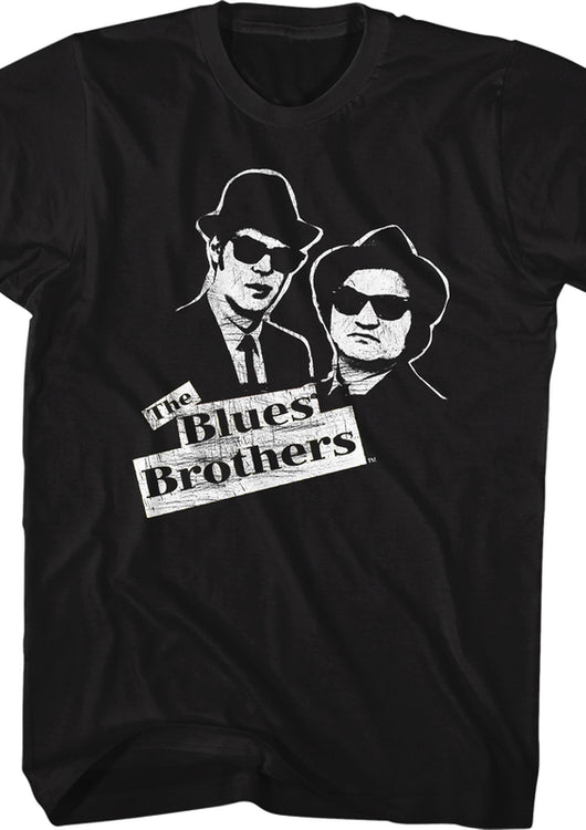 Black Elwood and Jake Sketch Blues Brothers T-Shirt - main product image