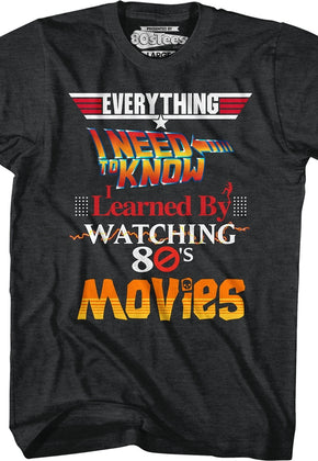 Everything I Need To Know 80s Movies Shirt