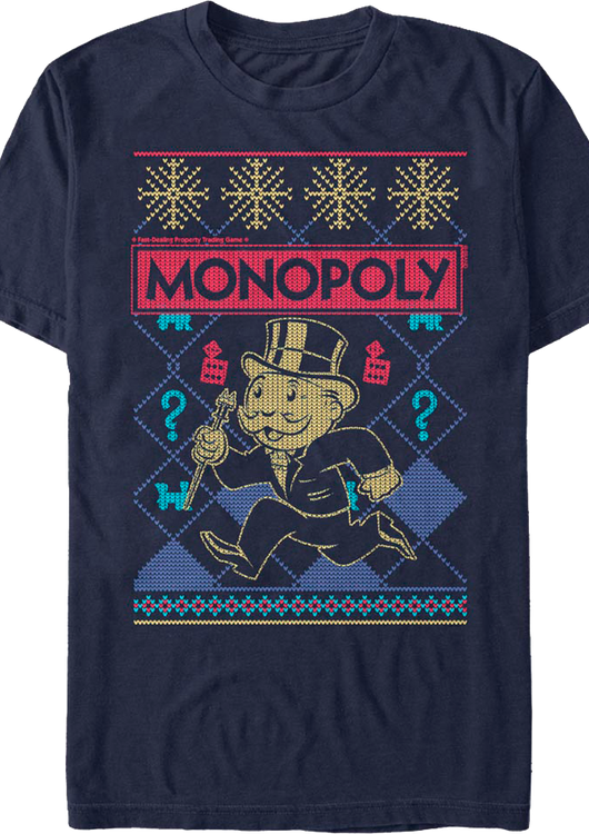 Faux Ugly Christmas Sweater Monopoly T-Shirt - main product image