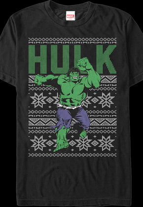 Faux Ugly Incredible Hulk Christmas Sweater Marvel Comics T-Shirt