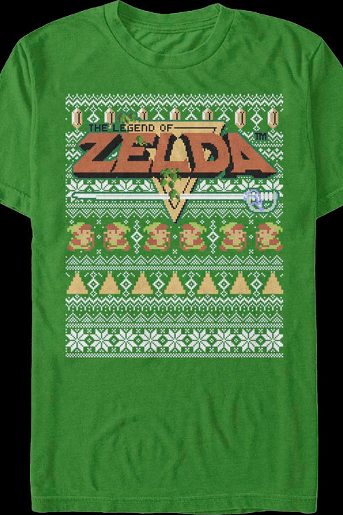 Faux Ugly Knit Legend of Zelda Nintendo Christmas T-Shirtmain product image