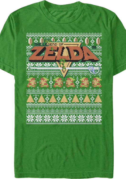 Faux Ugly Knit Legend of Zelda Nintendo Christmas T-Shirt - main product image