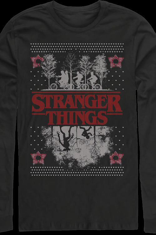 Faux Ugly Knit Stranger Things Christmas Long Sleeve Shirtmain product image
