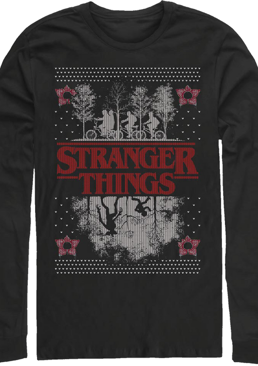 Faux Ugly Knit Stranger Things Christmas Long Sleeve Shirt - main product image