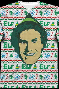 Faux Ugly Sweater Buddy the Elf Long Sleeve Tee