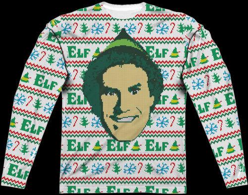Faux Ugly Sweater Buddy the Elf Long Sleeve Teemain product image