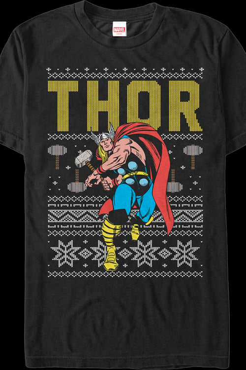Faux Ugly Thor Christmas Sweater Marvel Comics T-Shirtmain product image