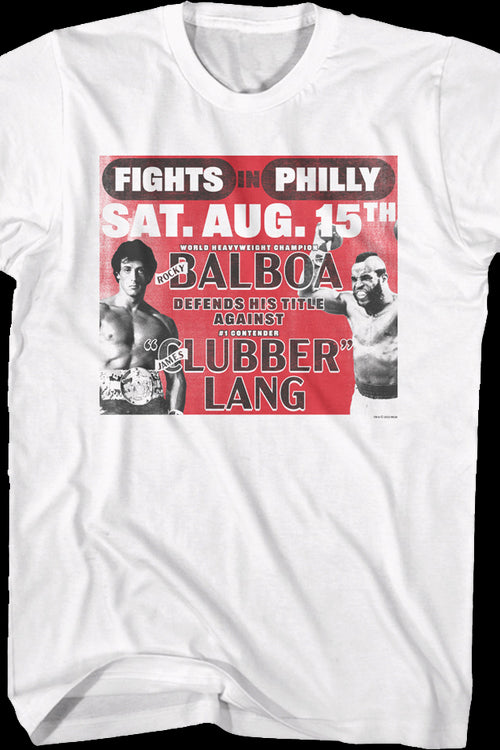 Fights In Philly Rocky Balboa vs Clubber Lang Rocky T-Shirtmain product image