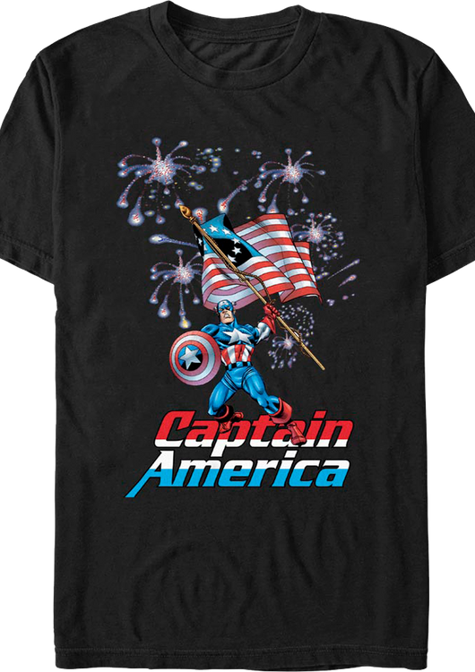 Fireworks Captain America Marvel Comics T-Shirt - main product image