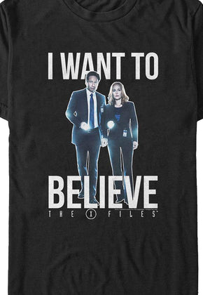 Fox Mulder And Dana Scully Want To Believe X-Files T-Shirt