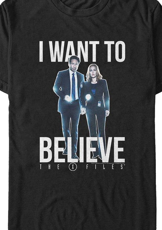 Fox Mulder And Dana Scully Want To Believe X-Files T-Shirt - main product image