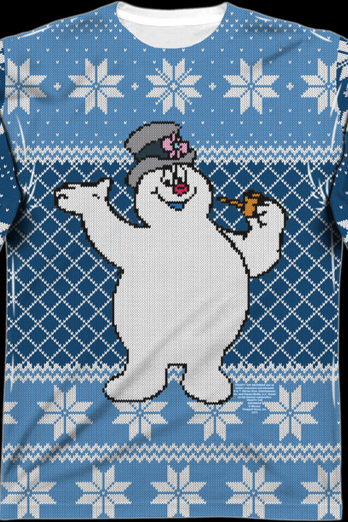 Frosty The Snowman Faux Ugly Christmas Sweater Long Sleeve Teemain product image
