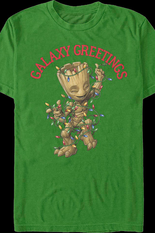 Galaxy Greetings Groot Christmas Lights Marvel Comics T-Shirtmain product image