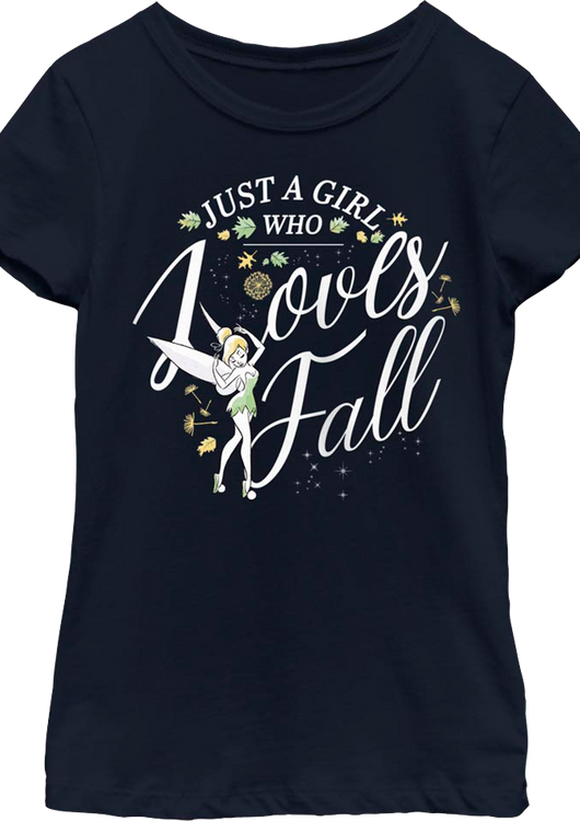 Girls Youth Tinker Bell Just A Girl Who Loves Fall Disney Shirt - main product image
