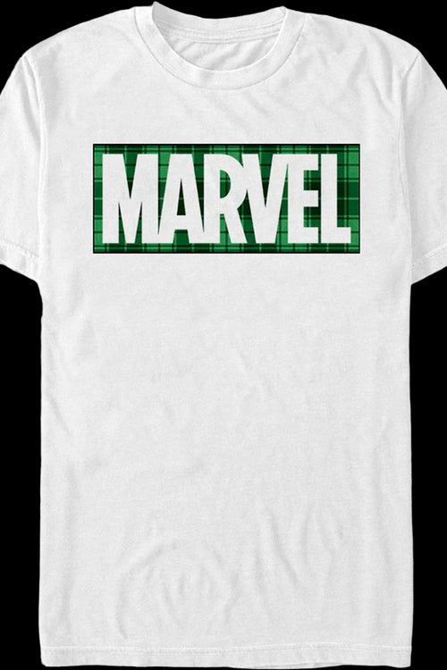 Green Plaid Logo Marvel Comics T-Shirtmain product image