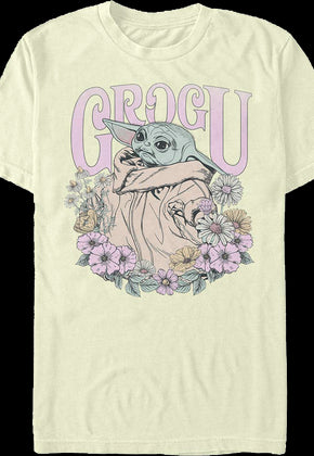Grogu Flowers Mandalorian Star Wars T-Shirt