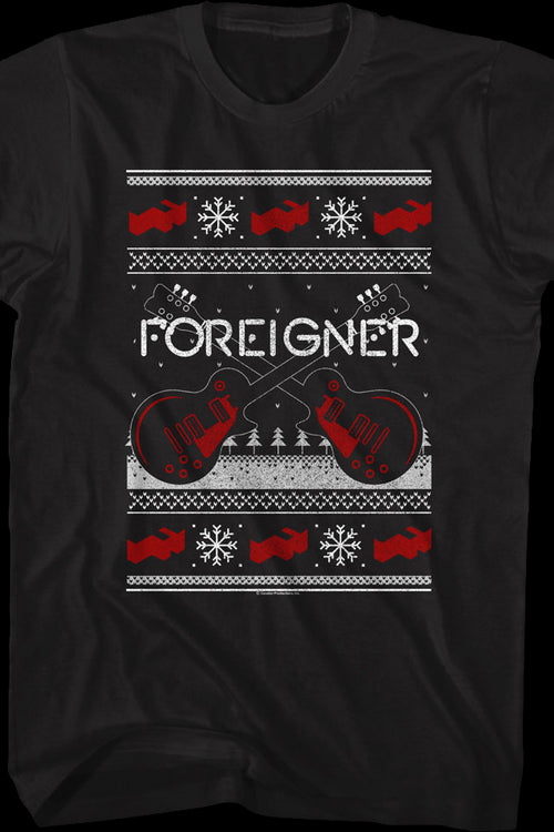 Guitars Faux Ugly Christmas Sweater Foreigner T-Shirtmain product image