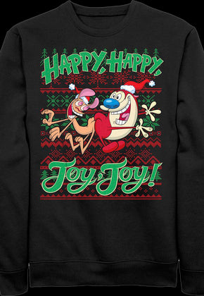 Ren & Stimpy Faux Ugly Christmas Sweater Nickelodeon Sweatshirt