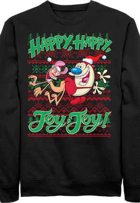 Ren & Stimpy Faux Ugly Christmas Sweater Nickelodeon Sweatshirt