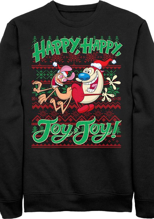 Ren & Stimpy Faux Ugly Christmas Sweater Nickelodeon Sweatshirt - main product image