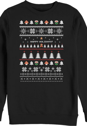 Happy Holidays Faux Ugly Xmas Sweater Super Mario Bros. Sweatshirt