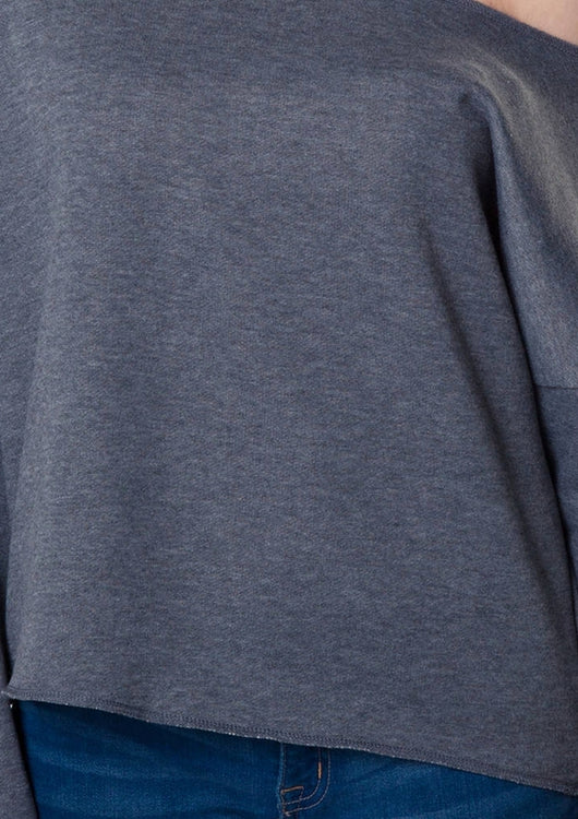 Heathered Gray Cut Off Sweatshirt - main product image