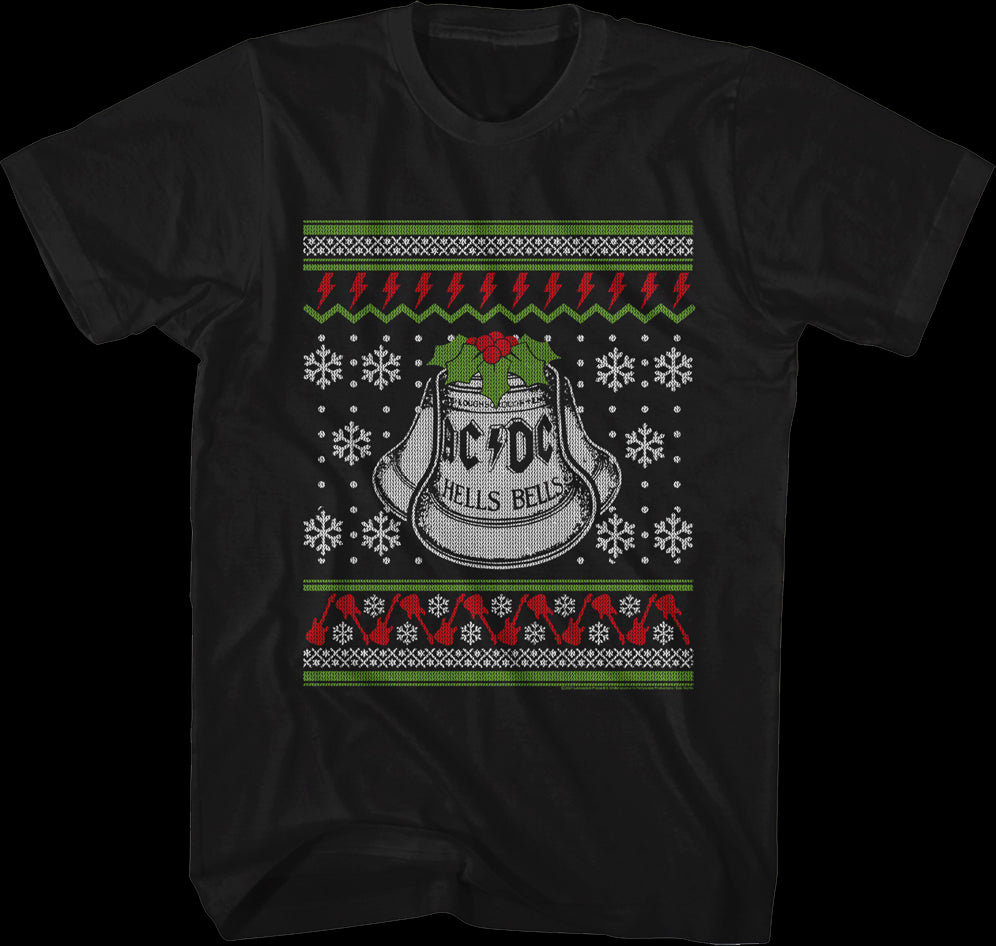 Hells Bells Faux Ugly Christmas Sweater ACDC T-Shirt