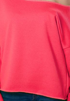 Hot Pink Cut Off Sweatshirt