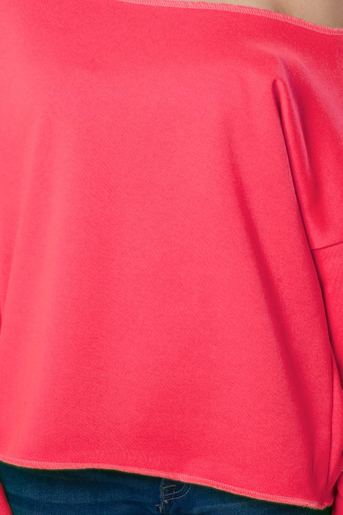 Hot Pink Cut Off Sweatshirtmain product image