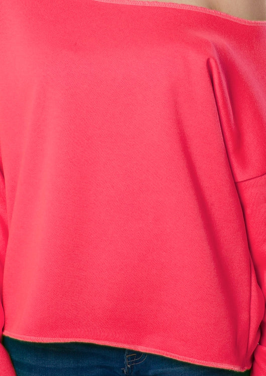 Hot Pink Cut Off Sweatshirt - main product image
