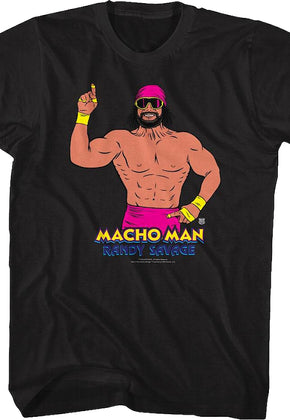 Multicolor Illustrated Macho Man Randy Savage T-Shirt