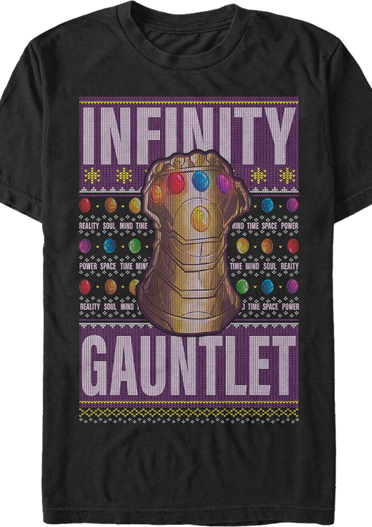 Infinity Gauntlet Faux Ugly Sweater Marvel Comics Christmas T-Shirt - main product image