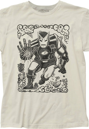 Iron Man Woodcut Art Marvel Comics T-Shirt