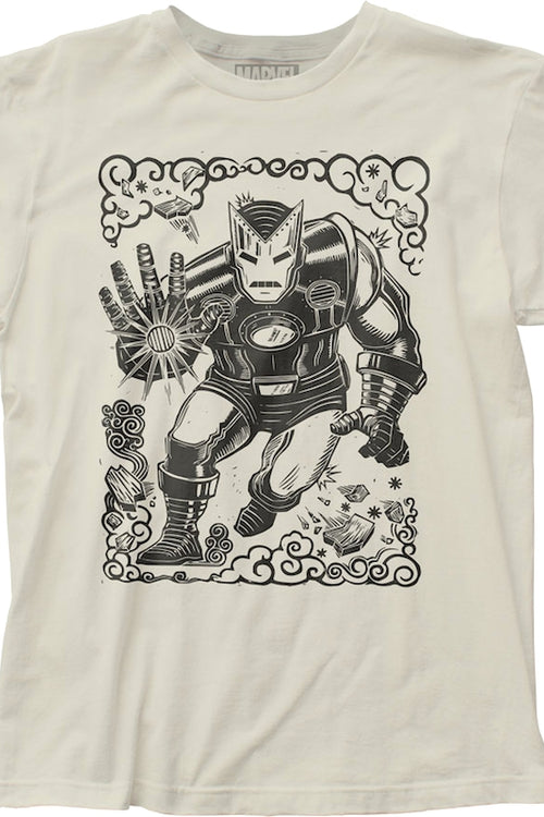 Iron Man Woodcut Art Marvel Comics T-Shirtmain product image