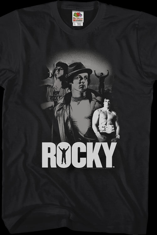 Black & White Italian Stallion Collage Rocky T-Shirtmain product image