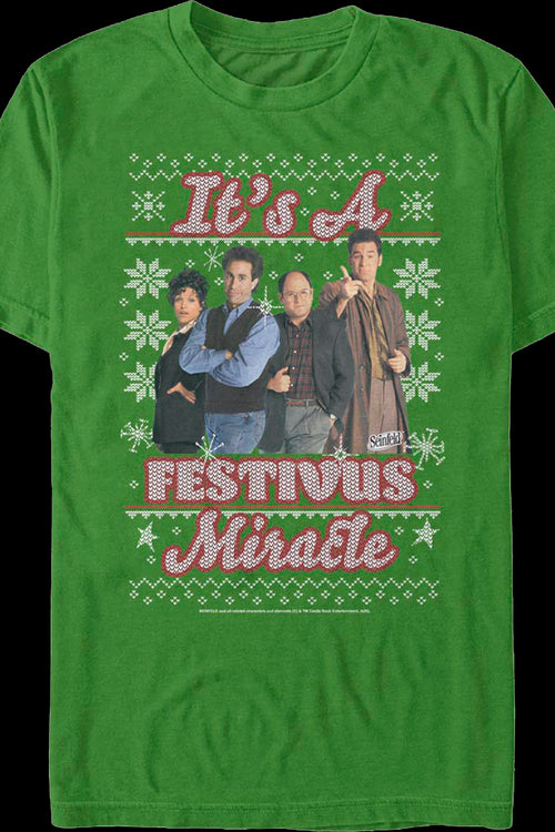 It's A Festivus Miracle Faux Ugly Sweater Seinfeld T-Shirtmain product image