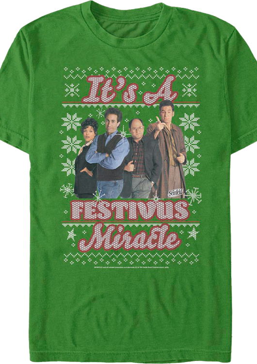 It's A Festivus Miracle Faux Ugly Sweater Seinfeld T-Shirt - main product image
