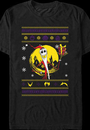 Jack Skellington Faux Ugly Sweater Nightmare Before Christmas T-Shirt