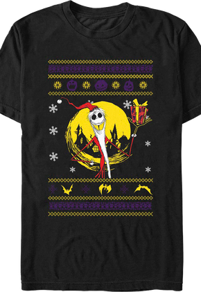 Jack Skellington Faux Ugly Sweater Nightmare Before Christmas T-Shirt