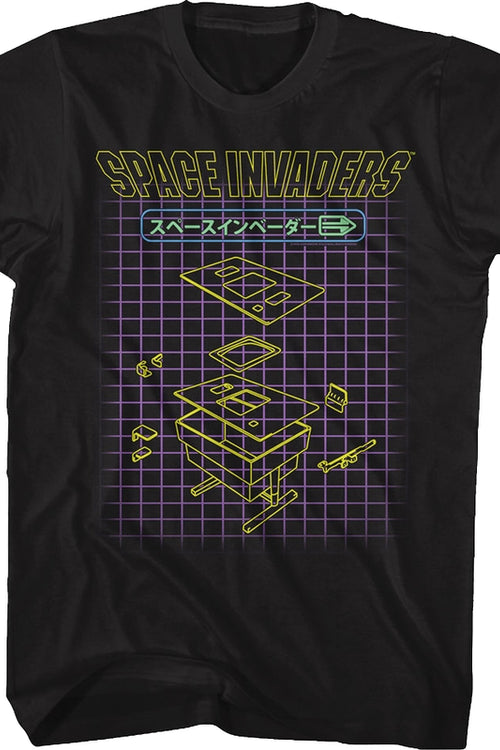 Japanese Grid Space Invaders T-Shirtmain product image