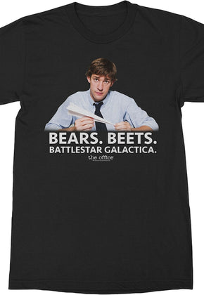 Jim Halpert Bears Beets Battlestar Galactica The Office T-Shirt