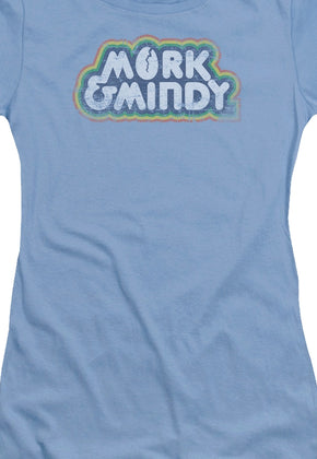 Ladies Mork and Mindy Distressed Logo Shirt