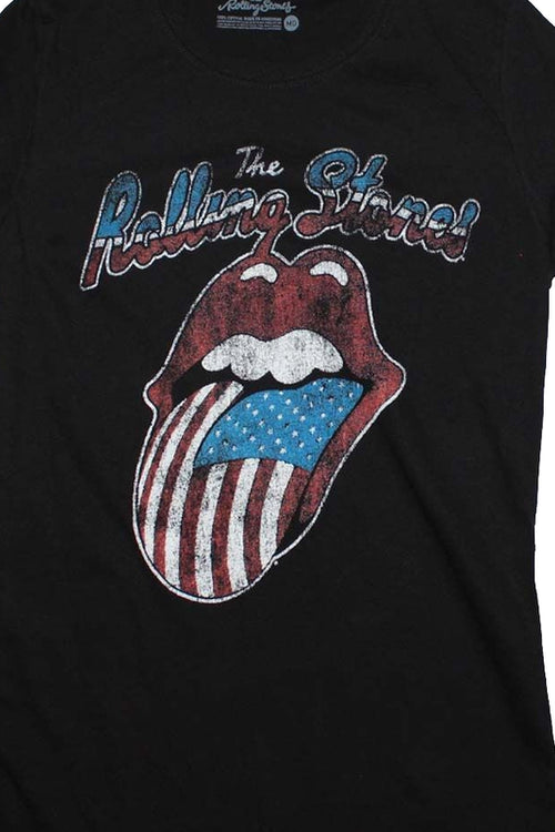 Ladies American Flag Tongue Rolling Stones Shirtmain product image