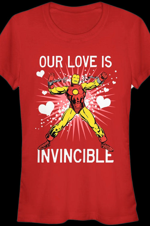 Ladies Our Love Is Invincible Iron Man Shirtmain product image