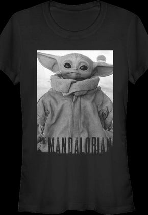 Ladies Star Wars The Mandalorian Child Black And White Portrait Shirt