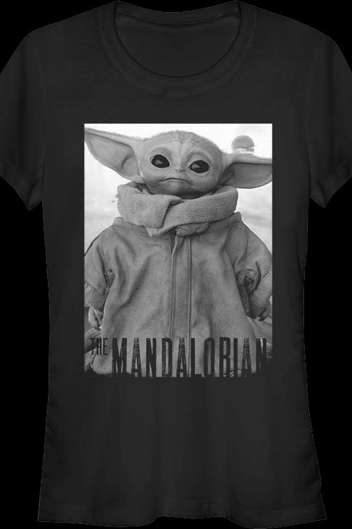 Ladies Star Wars The Mandalorian Child Black And White Portrait Shirtmain product image