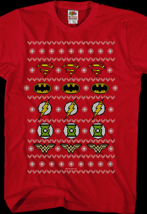 Justice League Ugly Faux Knit DC Comics T-Shirt